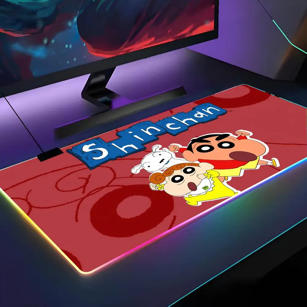 

Cartoon Crayons Shinchans Mouse Pad RGB Backlit Mouse Pad Laptop Mouse Pad Laptop Gamer Computer Desk Gaming Accessories
