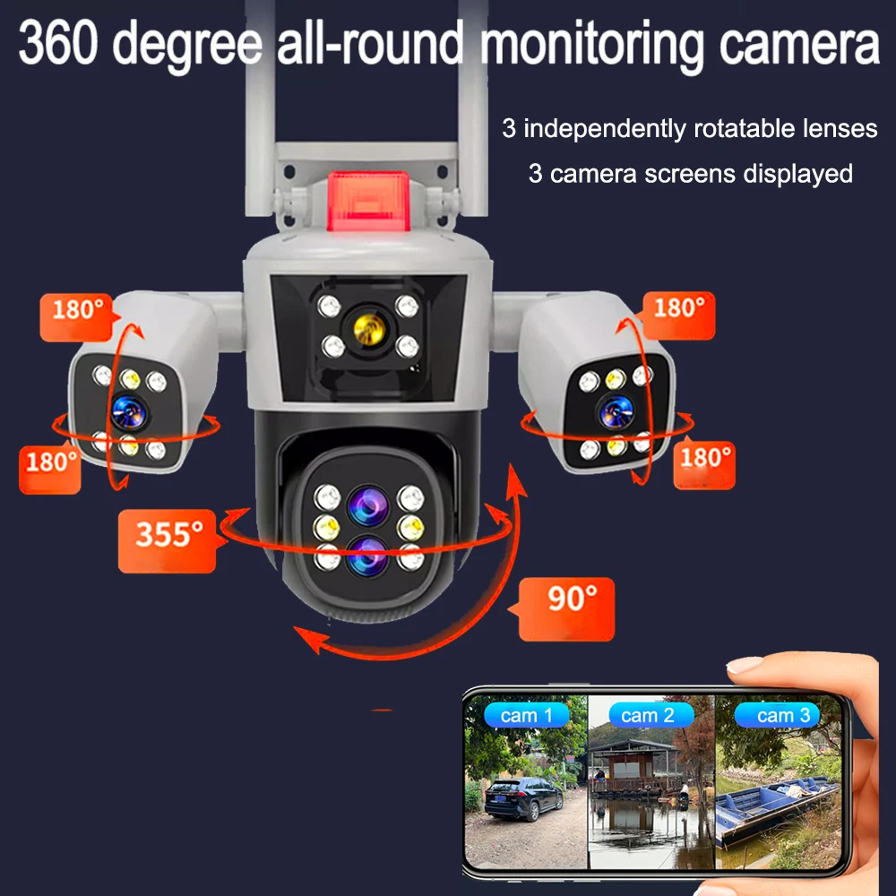 DIFANG Camera Security WiFi Camera 8K 16MP Outdoor Video Surveillance Camera Optics 10X Zoom Four Lens PTZ Video Cam CCTV