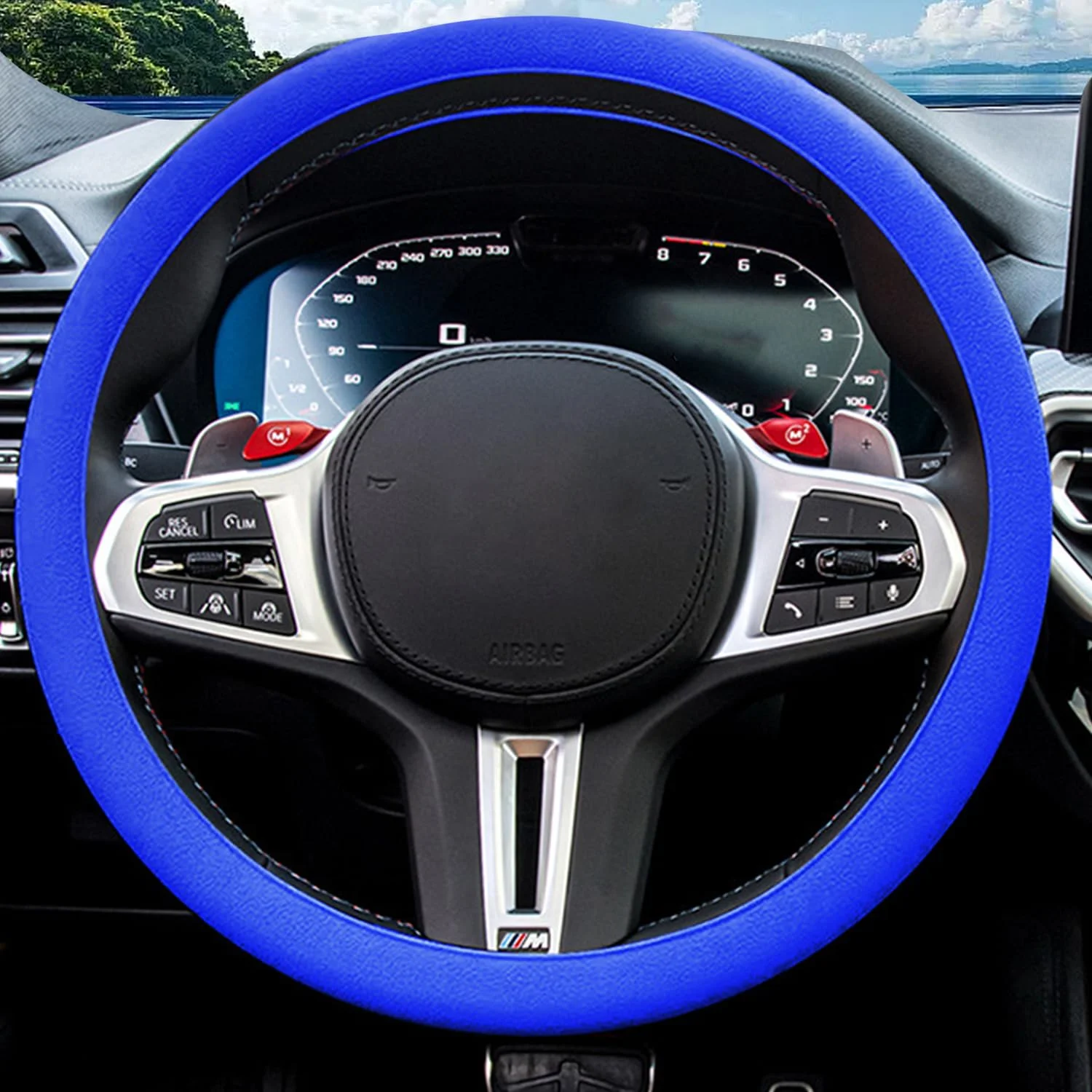 Silicone Anti-Slip Car Steering Wheel Cover Universal Round Four Seasons Auto Interior DIY Decor