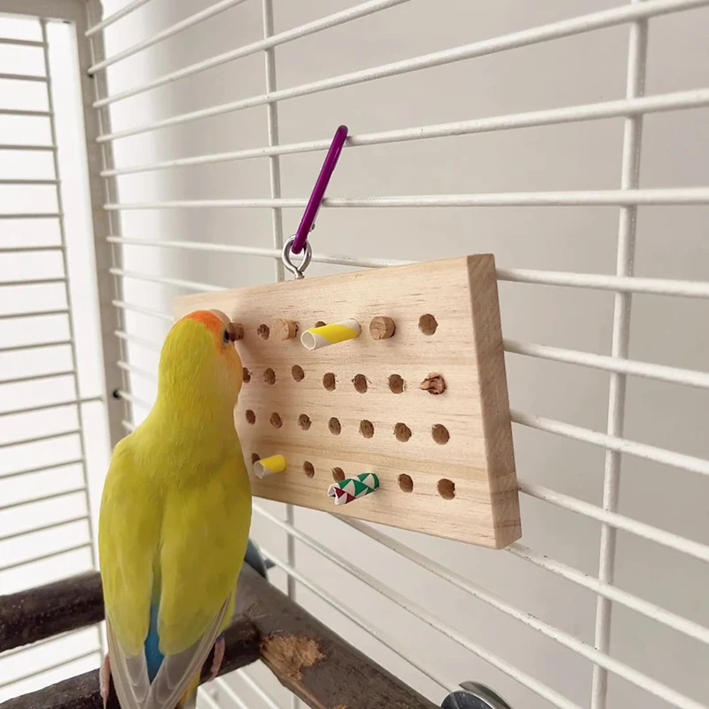 Funny Pet Parrots Grinding Chew Toy Wood Chew Training Supplies Natural Wood Keyboard Molar Toy for Pet Bird Tearing Grinding