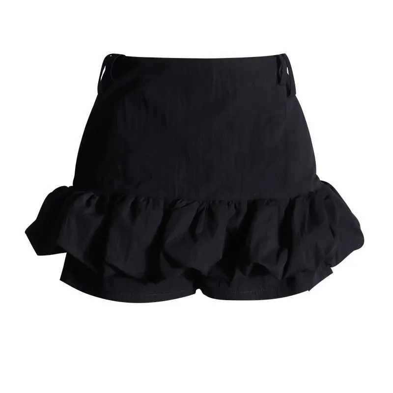 Black Fluffy Cake Skirt Summer Fashion High Waist A Word Pleated Ballet Short Skirt