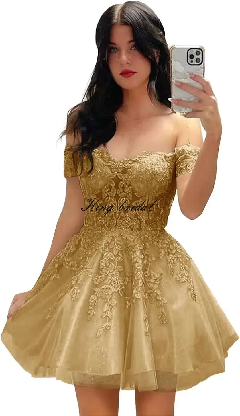 تول الباردة الكتف حفلة موسيقية رسمية كوكتيل ثوب النادي فساتين جميلة الدانتيل زين فساتين العودة للوطن قصيرة للمراهقين بريق #2