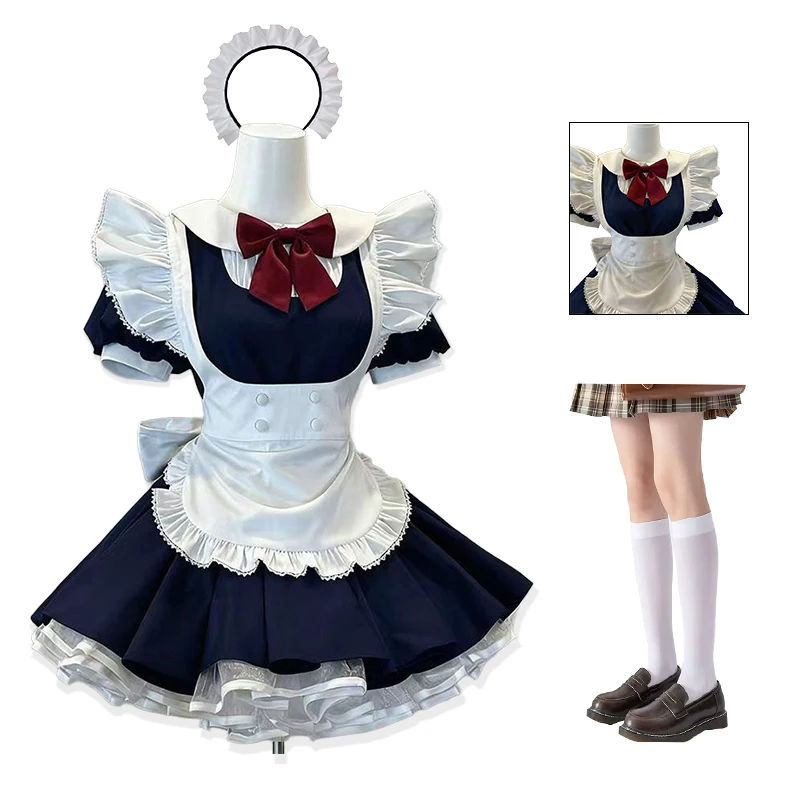 

Japanese Soft Girl Maid Cosplay Costume Gothic Lolita Princess Women Plus Size Dress Sweet Bow Love Live Cosplay Uniform