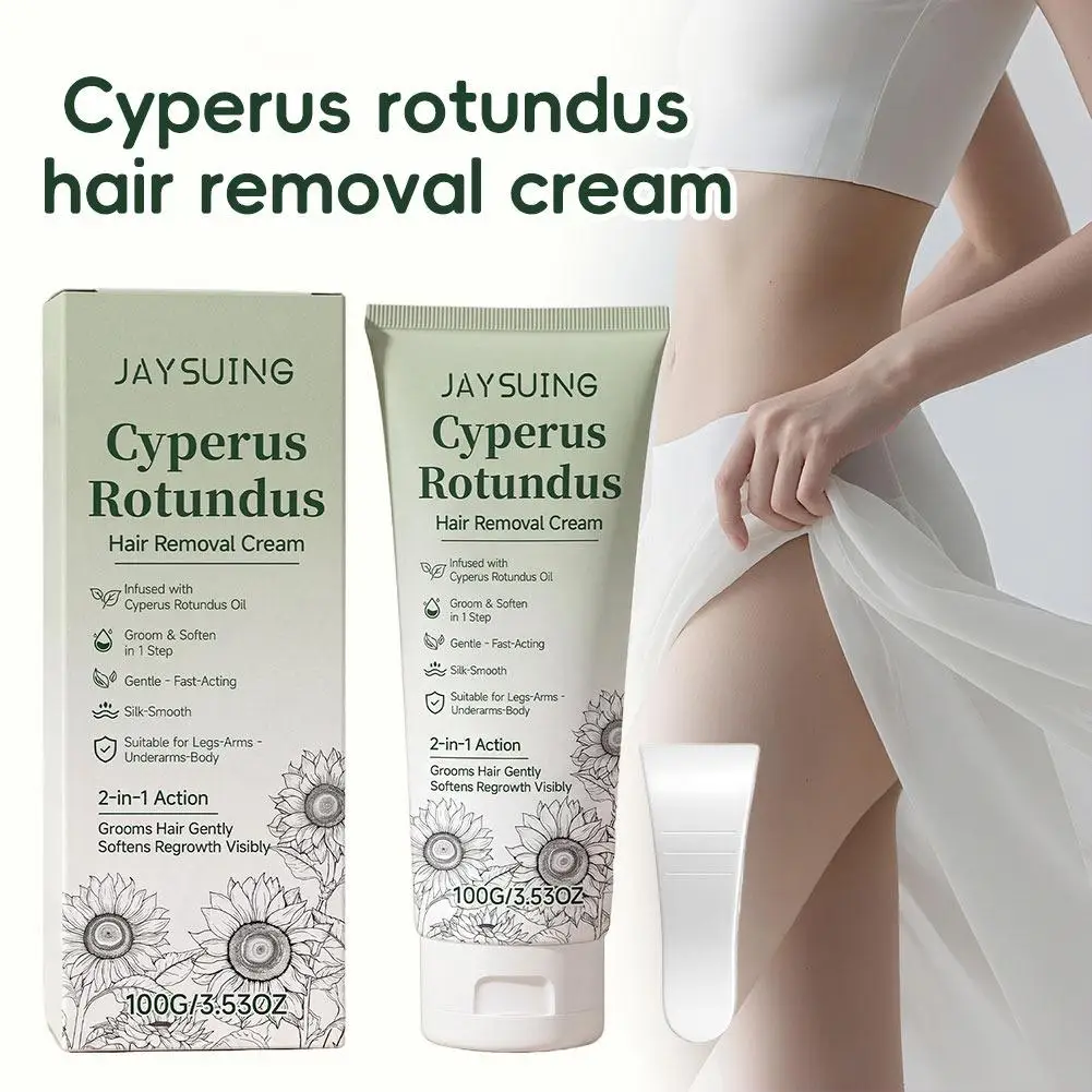 JAYSUING 100g Cyperus Rotundus Hair Removal Lotion Fast Acting Silk Smooth Skin Shaving Cream Hair Growth Inhibitor Men Women