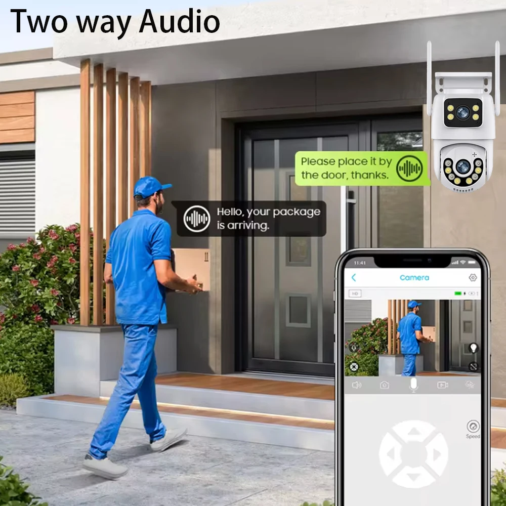 8MP 4K HD PTZ caméra extérieure double objectif double écran Wifi suivi automatique CCCTV caméra Protection de sécurité Surveillance vidéo