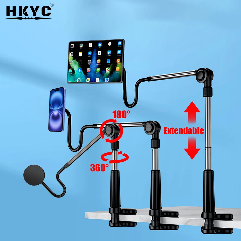 

Lazy Holder Stand with Magnetic Head - Adjustable Phone/Tablet Stand for 4.7-13 Inch Screens (Telescopic Aluminum Rod)