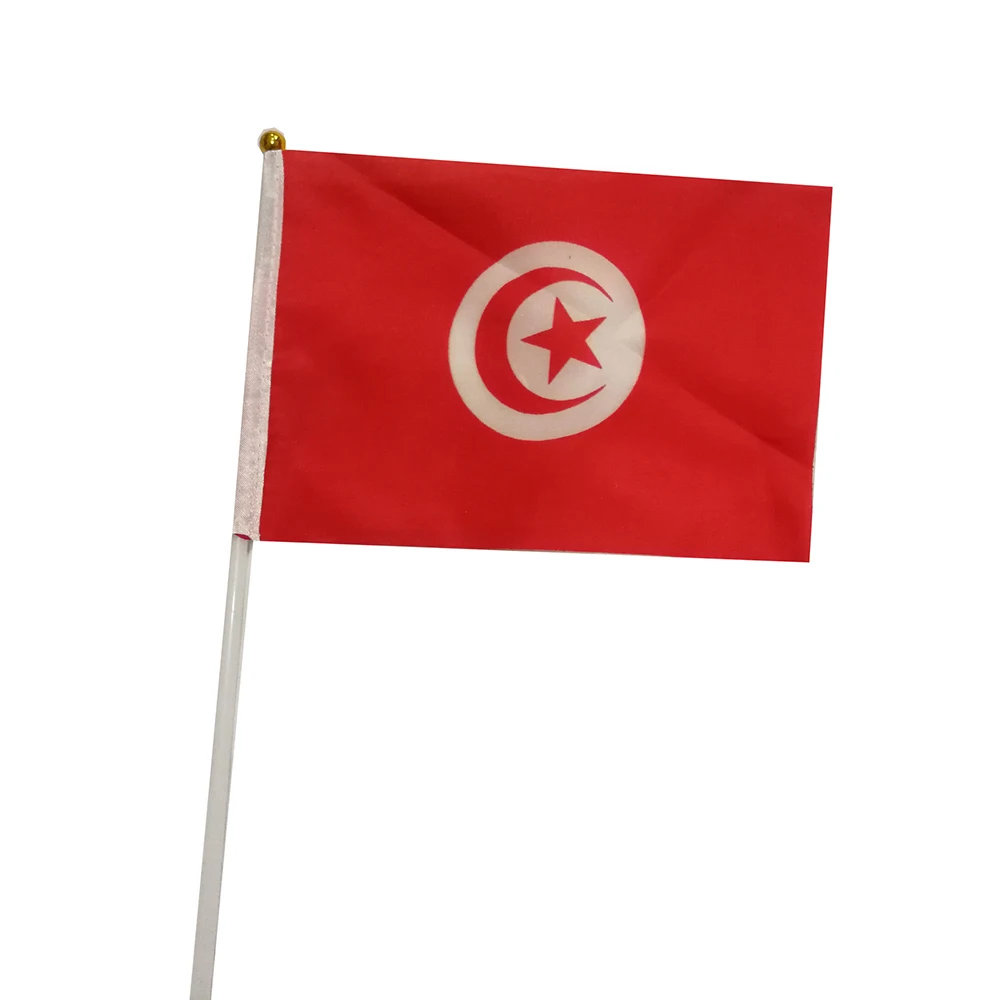 14*21cm Tunisian Hand Flag, Tunisian Flag World Countries Decor Gifts Small Hand Held Waving Flag