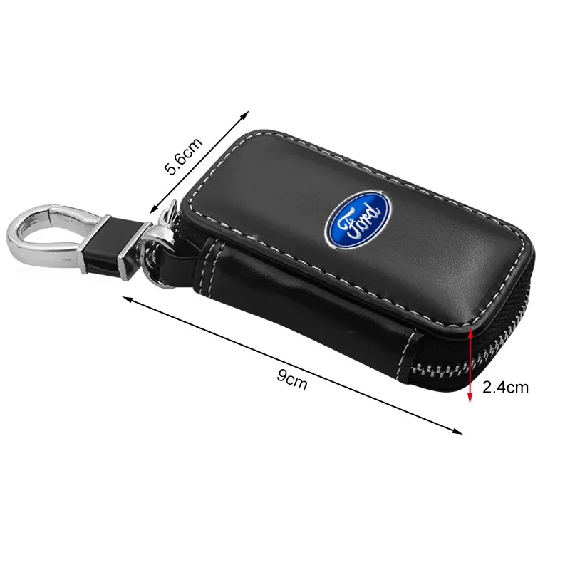 Car Key Holder Pouch Wallet Housekeeper Key Case Mini Card Bag For Ford Mustang Kuga F-150 Raptor ST line Escape Flex Transit