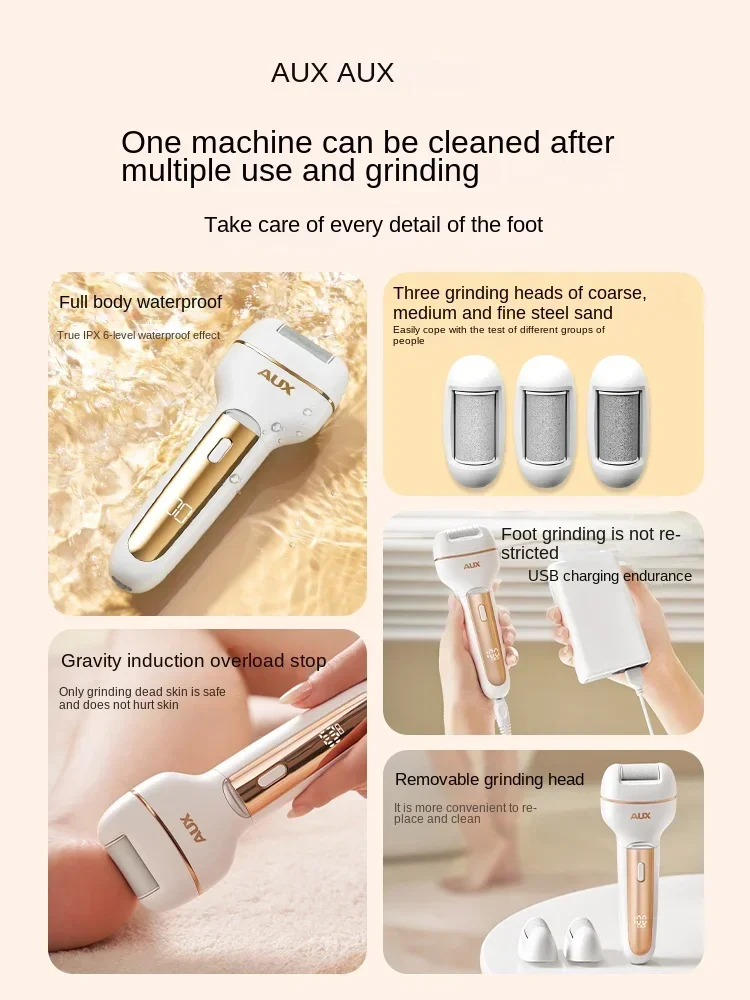 Electric pedicure machine for foot grinding and dead skin removal, heel removal, callus scraping, and pedicure polishing