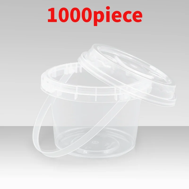 

10 00piece.Custom.Factory Large Capacity 16oz 24oz 32oz Transparent Fruit Plastic Bucket Cup with Handle Custom Logo Squar