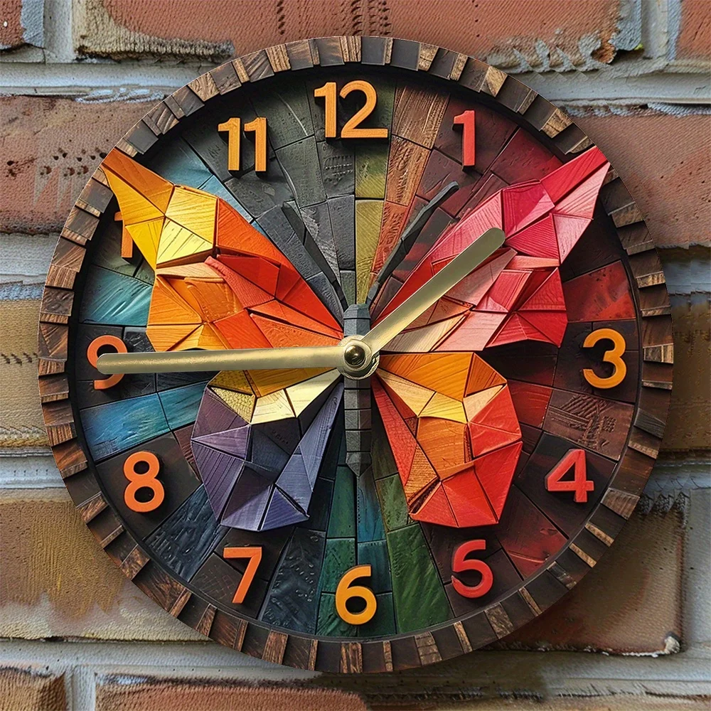 1pc DIY Silent Wall Clock with 3D Butterfly Wings Effect, Metal, Autumn Bedroom Wall Decor, Includes Clock Movement & Hands Kit