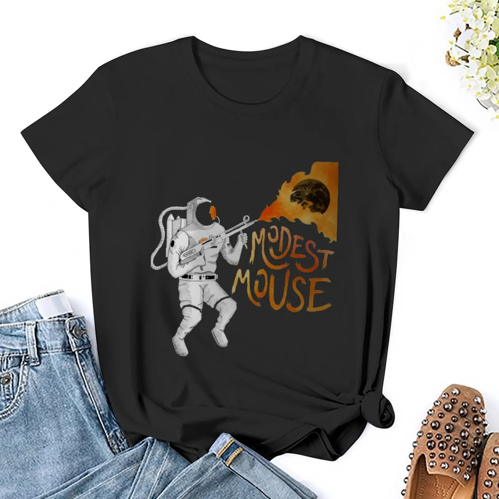 T-shirt solta vintage do fogo para mulheres, roupas do anime