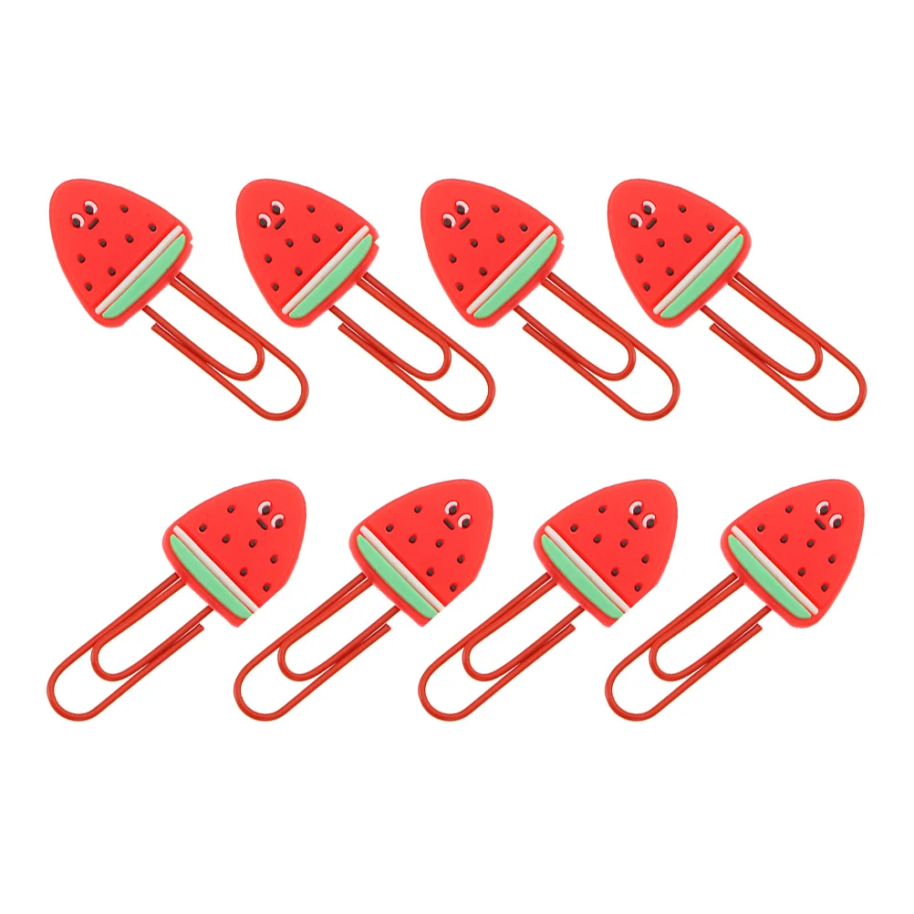 8 Pcs Paper Clip Clips for Document Paperwork Small Bookmark Folder Creative Soft Rubber Fruit Student Paperclips