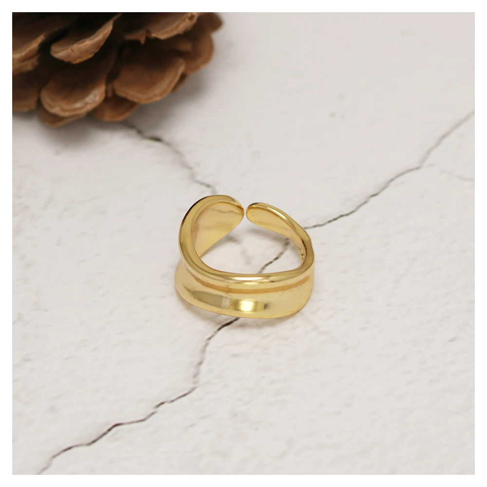 Hot Sale 925 Real Silver Gold Plated Elegant Woman Simple Rings For Forefinger Irregular Fine Jewelry