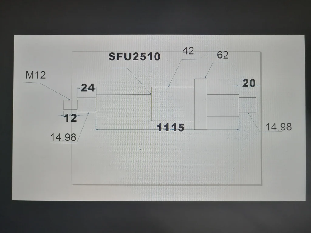 1 pc RM2510 screw length of 1170mm and 1 pc of SFU2510 ball screw nut end as drawing