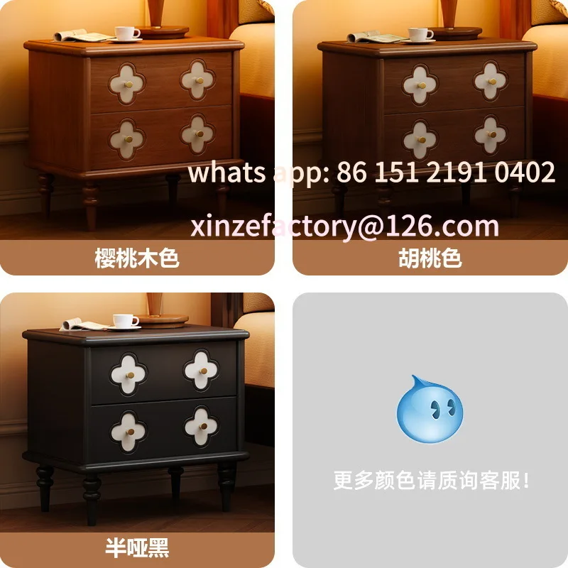 カスタマイズ可能なフレンチレトロベッドサイドテーブル無垢材収納ショートキャビネットホームベッドルームベッドサイドキャビネット