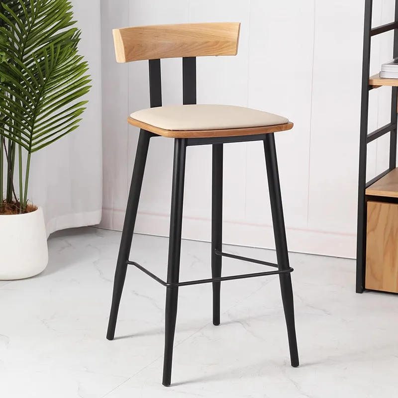 Sgabelli da bar alti con schienale in legno rilassante nero lungo banchi reception sedie da bar mobili nordici Bancos De Bar Lounge Suite