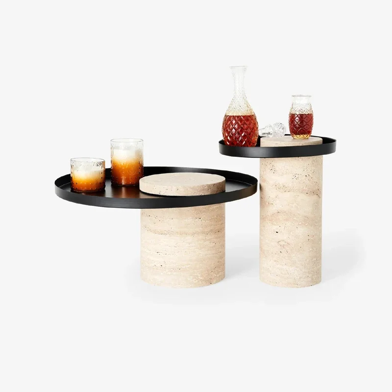 

Travertine Stone Serving Tray Natural Marble Low Tea Holder Tray Hightea Plate Luxury Reception Tray