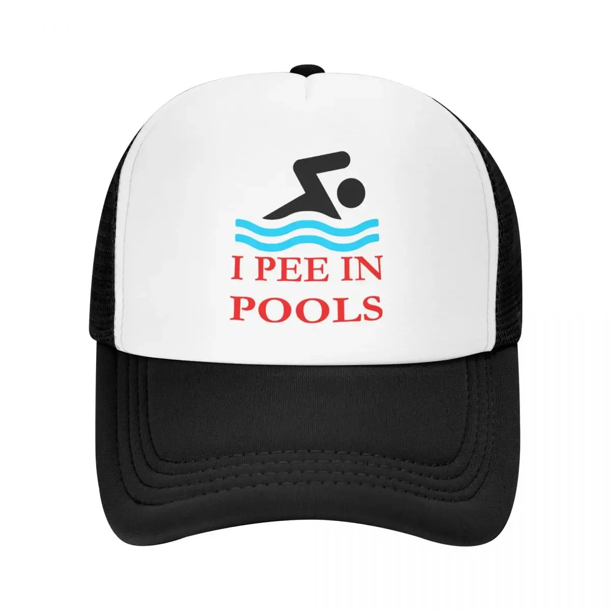 I Pee In Pools Trucker Hat for Men Women Custom Adjustable Unisex Funny Swimming Quotes Baseball Cap Outdoor