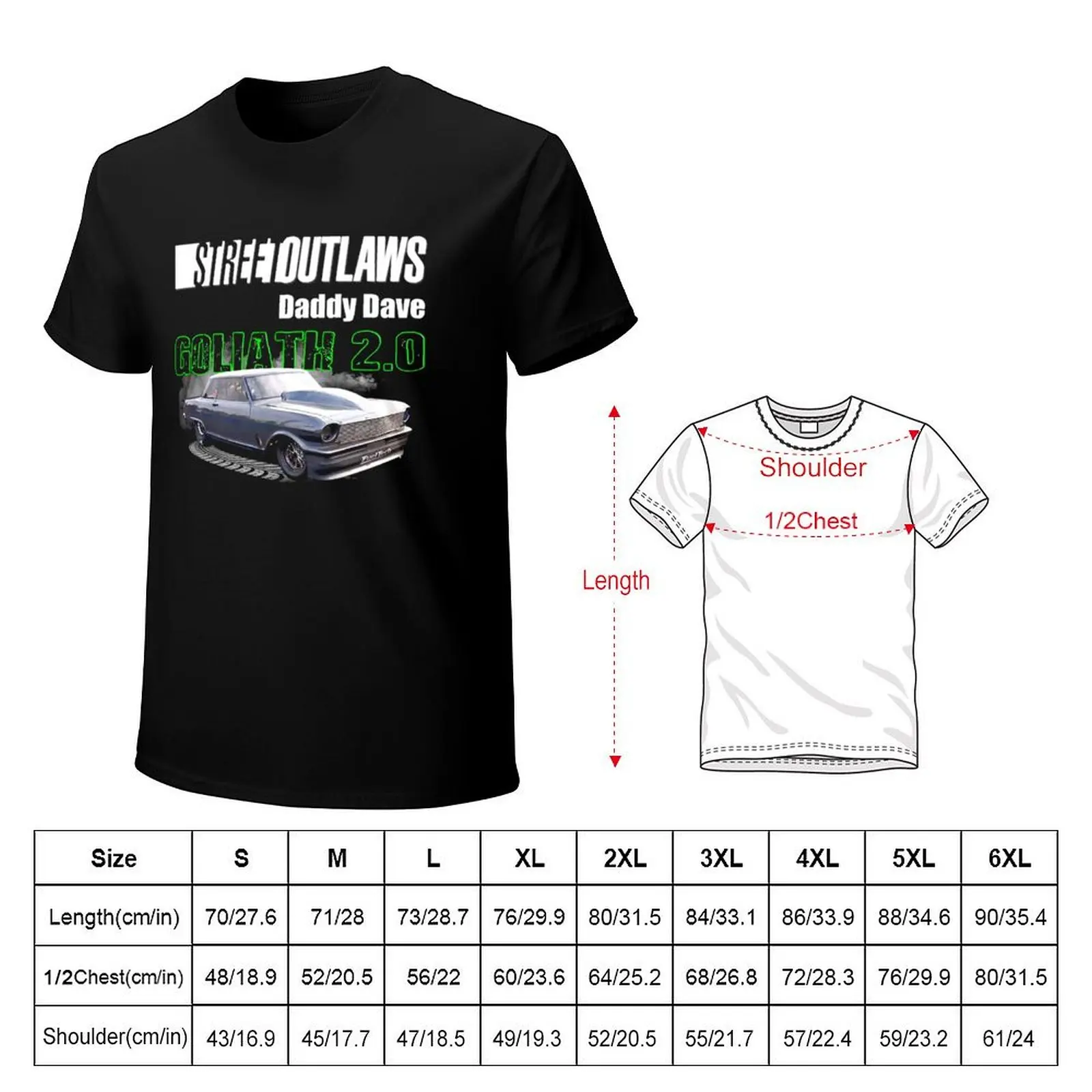 Street Outlaws Daddy Dave Goliath 1 designer T-Shirt Stylish Print Short Sleeve Tee