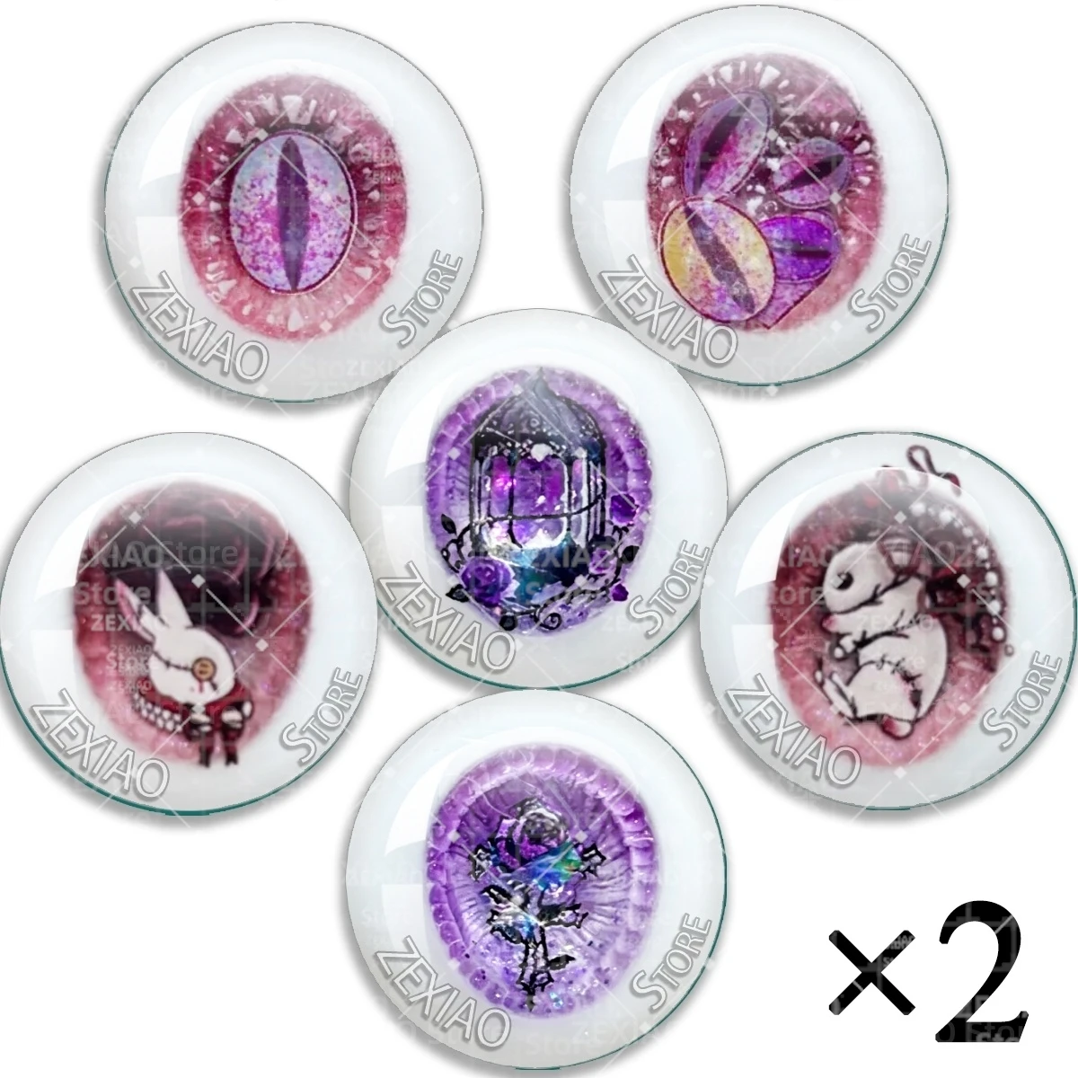 6Pairs/Bag Cartoon Creative Rabbit Cute Floral Pattern Eyes Chips Blythe Doll Eye 10MM-40MM Eye Toys Jewelry MIX Pupil Eye MS008