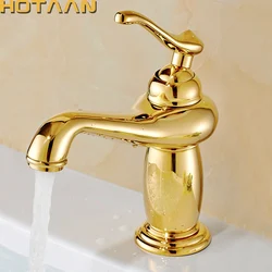 . New arrival Bathroom gold Basin Faucet Gold finish Brass Mixer Tap with ceramic torneiras para banheiro