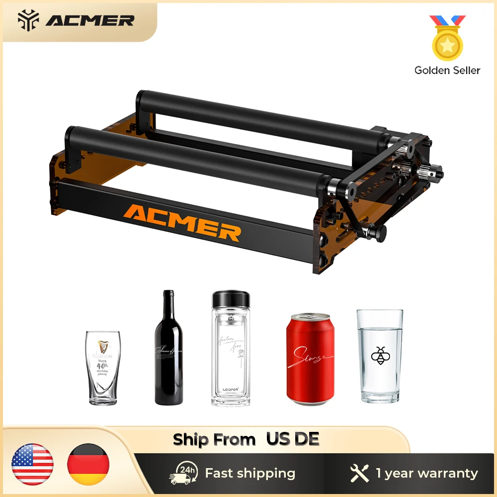 

ACMER M3 Rotary Module Universal Y-Axis Rotary Shaft Rotary Roller 360 Degree Rotating For Laser Engraving Cylindrical Objects