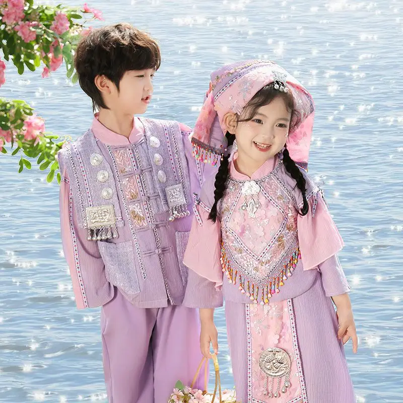

2026 New Children's Ethnic Style Top Pants 2-piece Set Boys Girls' Chinese Style Top and Skirt Performance Dance Costume LI696