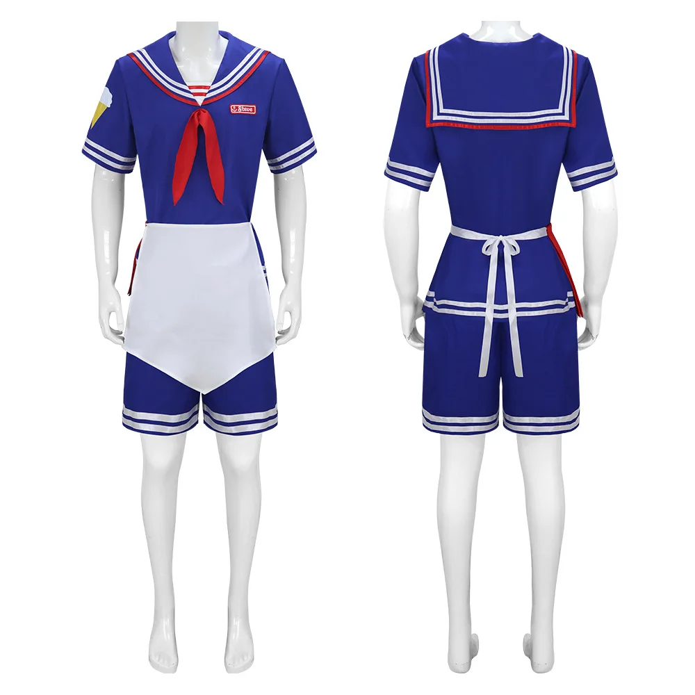 Steve Harrington Cosplay Costume Scoops Ahoy Robin Costume Sailor Girl Skirt Uniform Suit Outfit Halloween Costume for Woman Men