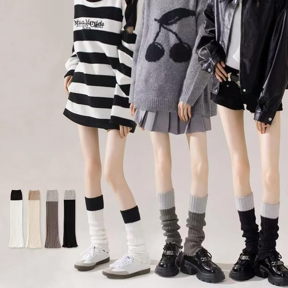 

Sweet Y2k Gothic Knitted Foot Cover Thickened Warm Lolita Leg Warmers Stretchy Heap Socks Autumn Winter