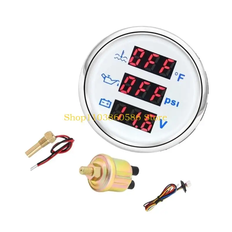 242A Precisions Engine Oil Pressure Water Temperature Voltage Gauge For Automotive Use Metal Construction Reliable Performances