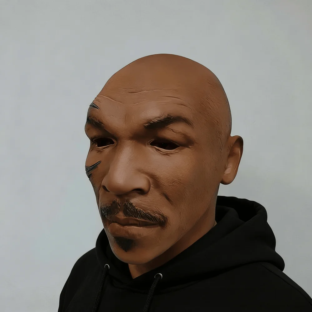 Lebensechte Mike Tyson Latex-Vollkopfmaske für Halloween, Cosplay, Boxparty, Streich, Karneval, Maskerade, Kostümzubehör – Detail 2