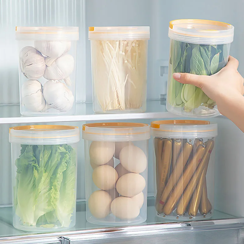 

Transparent Storage Bottle Handle Food Grain Organizer Storage Tank Plastic for Sugar Spices and Salt Moisture-proof Sealed Jars