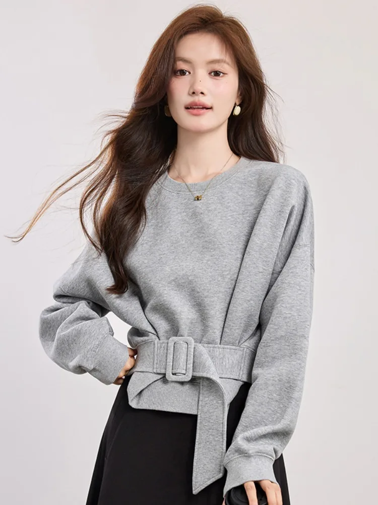 

Женский свитшот Faion с поясом ort Design Batwing Sve 2022, осень-зима, новинка Sle для поездок на работу и сна