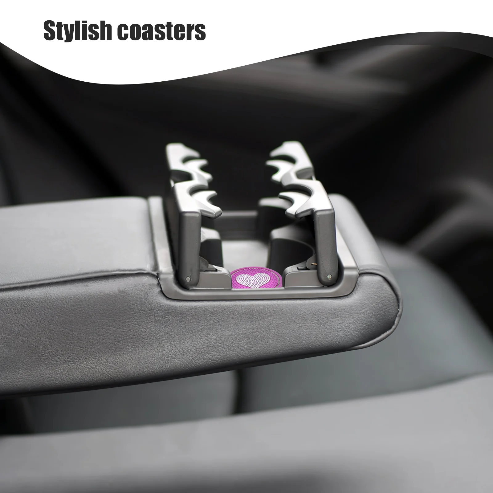 

2pcs Car Cup Mat Drink Coaster Anti-scald Reusable Saucer Green Rose Pink Non-slip Insulation Decorative Items for Car Interior