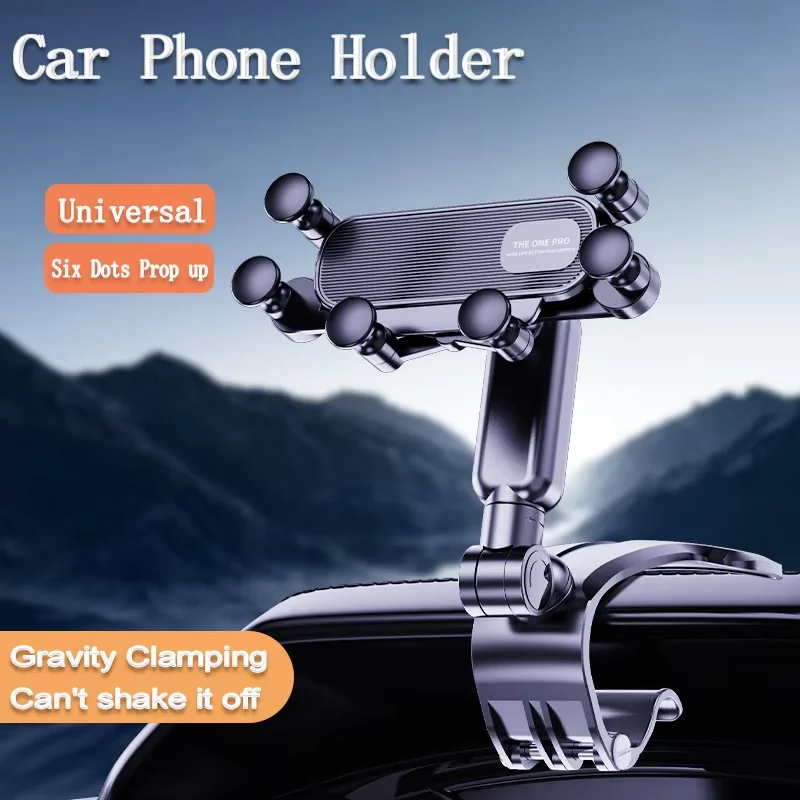 Gravity Autotelefoonhouder Dashboard Autohouder Universele GPS-beugelhouder Clip Zonneklephouder Auto Achteruitkijkspiegel Ondersteuning