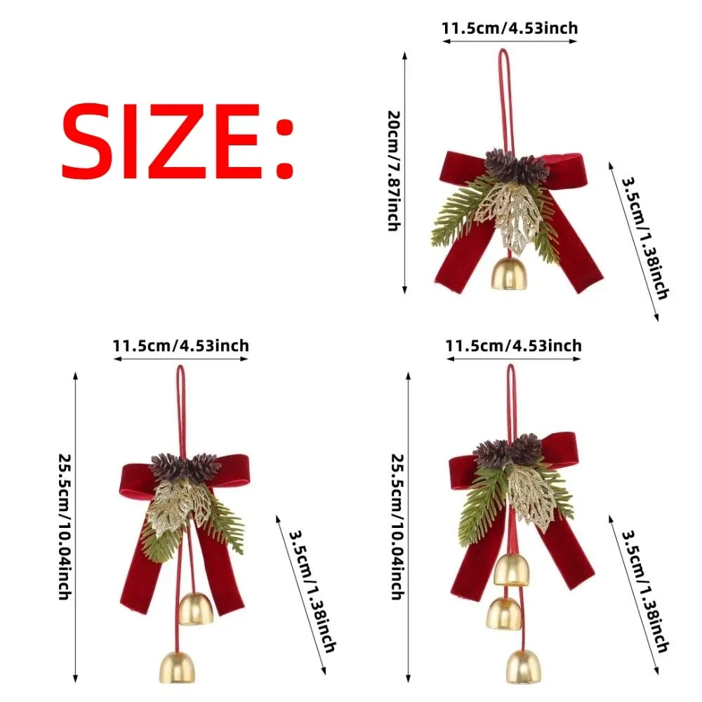 Creative Christmas Bell Pendant Bowknot Crisp Sound Door Hanging Bell Portable Exquisite Retro Windbell Home Door Decor