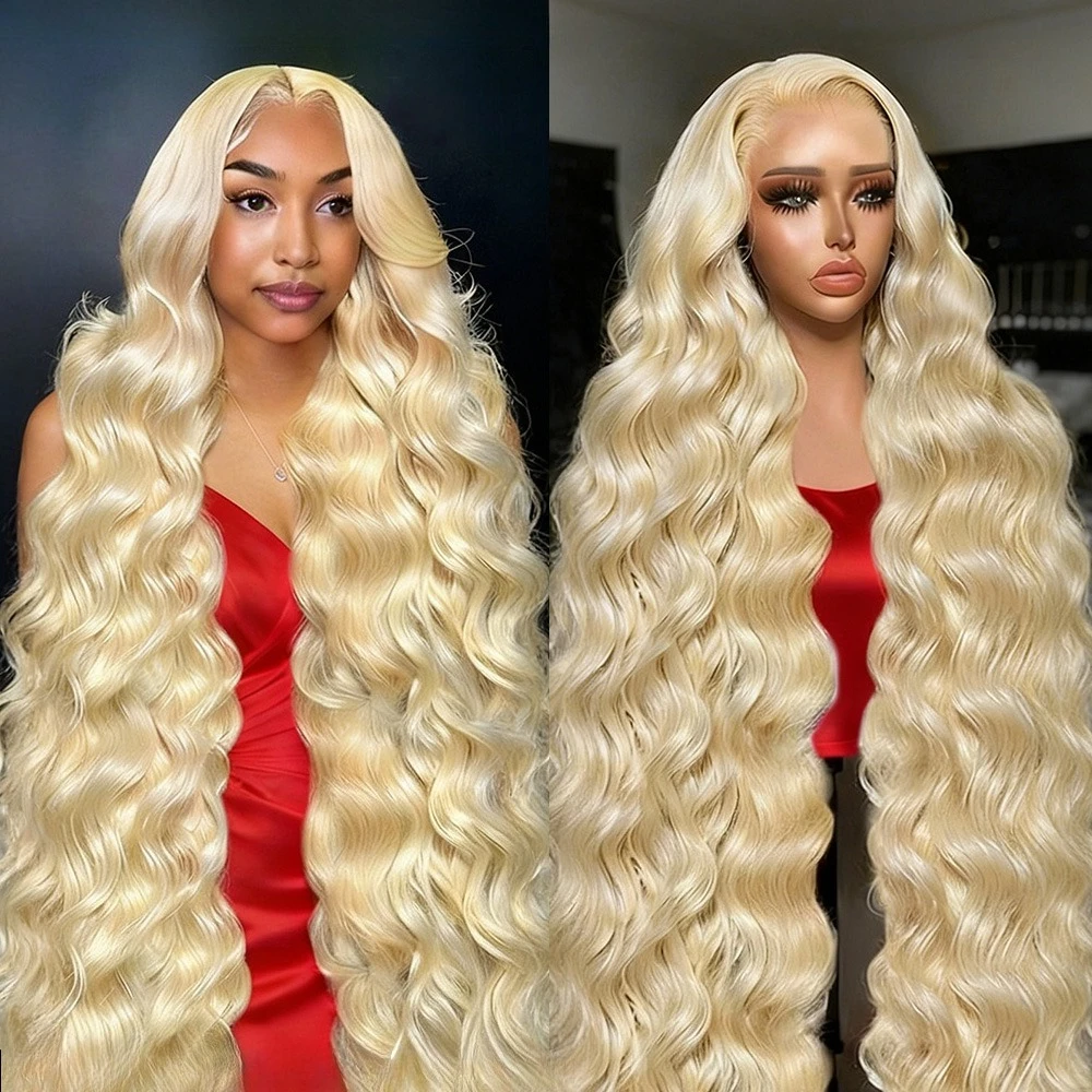 # Pelucas de cabello humano con ondas corporales y encaje frontal HD 13x6, color rubio miel 613, pelucas con encaje frontal transparente 13x4, 40 pulgadas, 220% de densidad, para mujeres
