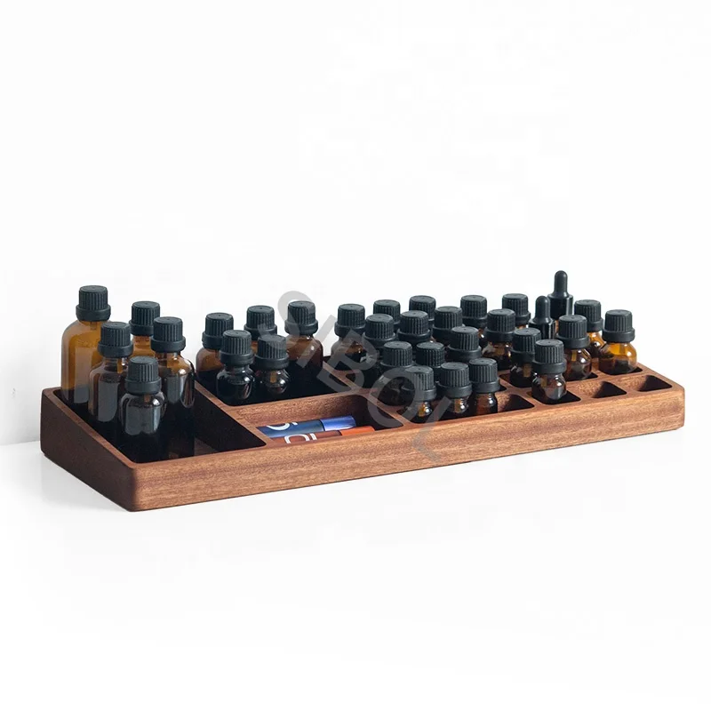Benchtop wooden storage rack for essential oil
