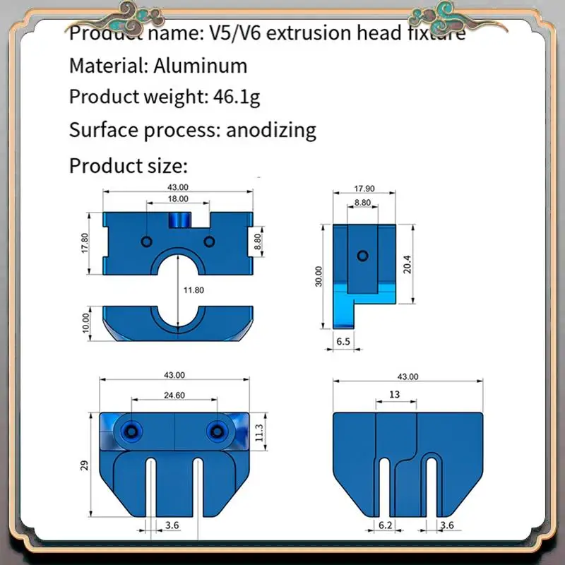 A46M-All Metal Mount Fixed Blocks For E3D Hotends For CR10S Ender 3 ENDER 5 For E3D V5/V6 /Volcano/Mosquito/Dragon Hotends