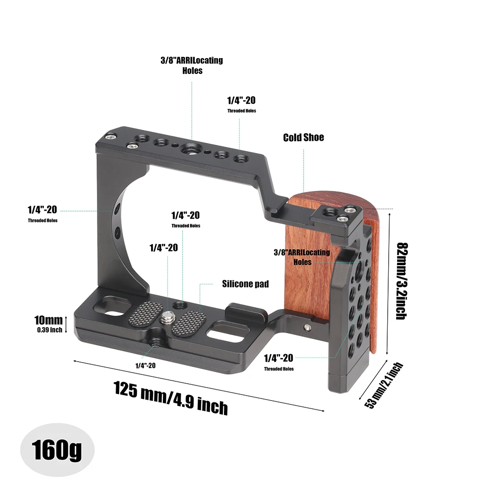 FOTGA Camera Cage For Sony ZV-E10 DSLR Vlog Camera Rig Kit with Wood Grip Handle Protective Bracket Video Stalibiler Accessories