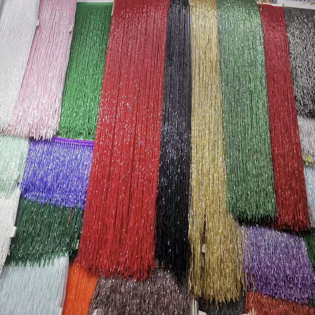 50cm Long Slivery Golden Beaded Fringes Trim for Clothing 5yards Beaded Rhinestones Tassel Trim DIY Cloting Dress