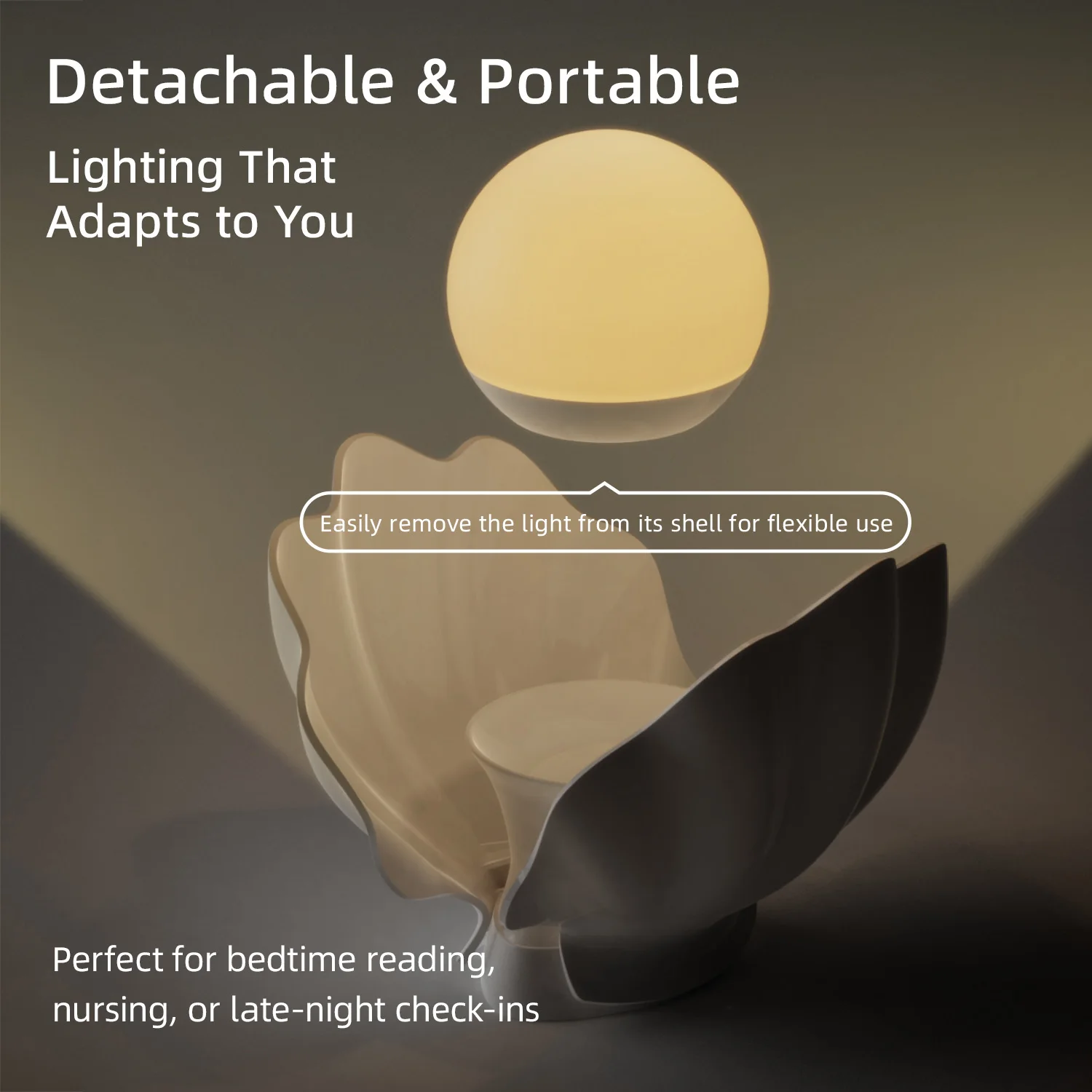 เชลล์ไนท์ไลท์ USB ชาร์จได้, โคมไฟอารมณ์ 7 สีสำหรับเด็ก, ซิลิโคนเพิร์ลไนท์ไลท์สำหรับห้องนอนเด็กของขวัญตกแต่งเนอสเซอรี่