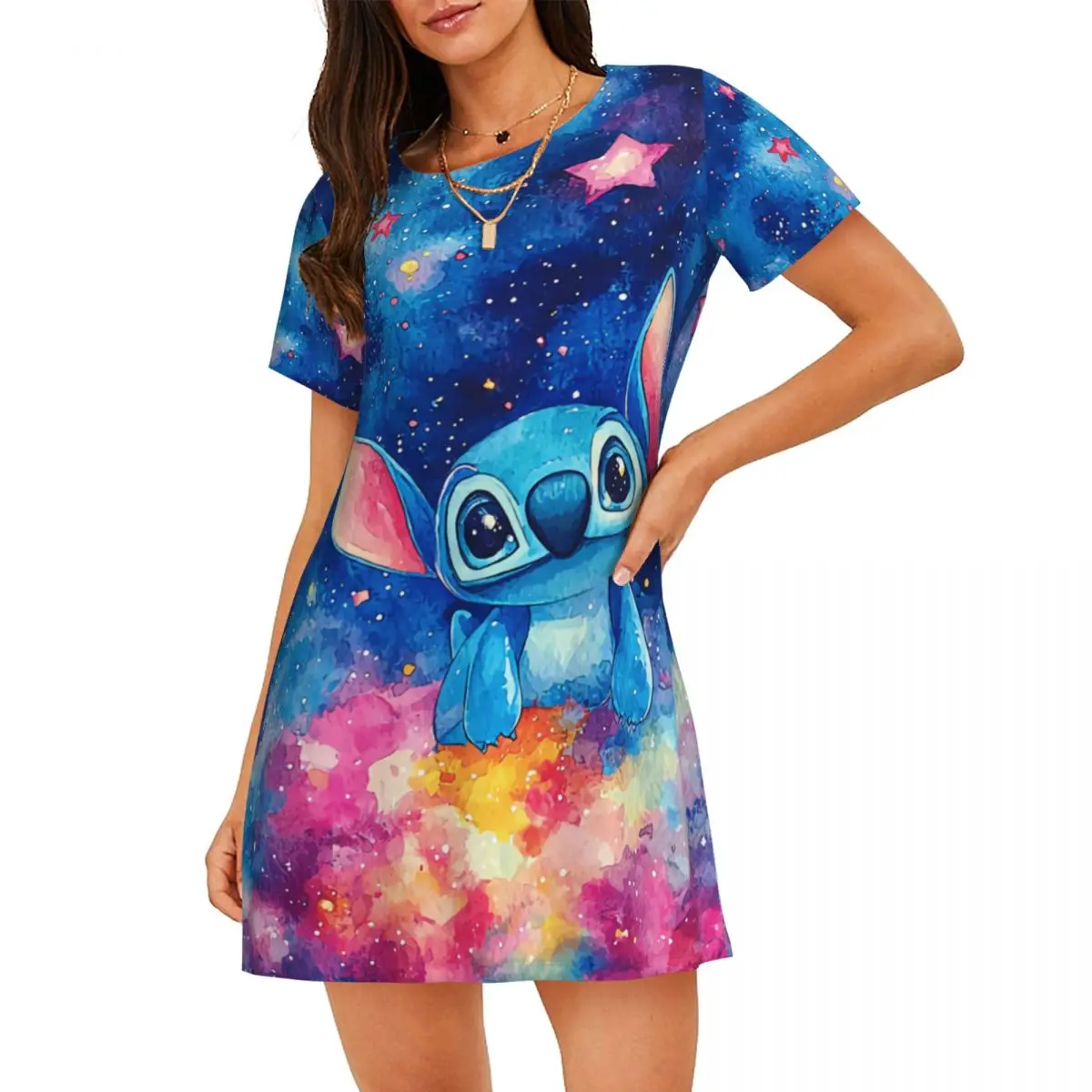 

Custom Stitchs Adventure Anime Womens Short Sleeve Sleepshirt Nightgown For Shopping Travels Nightgown Sleepwear Short Sleeves