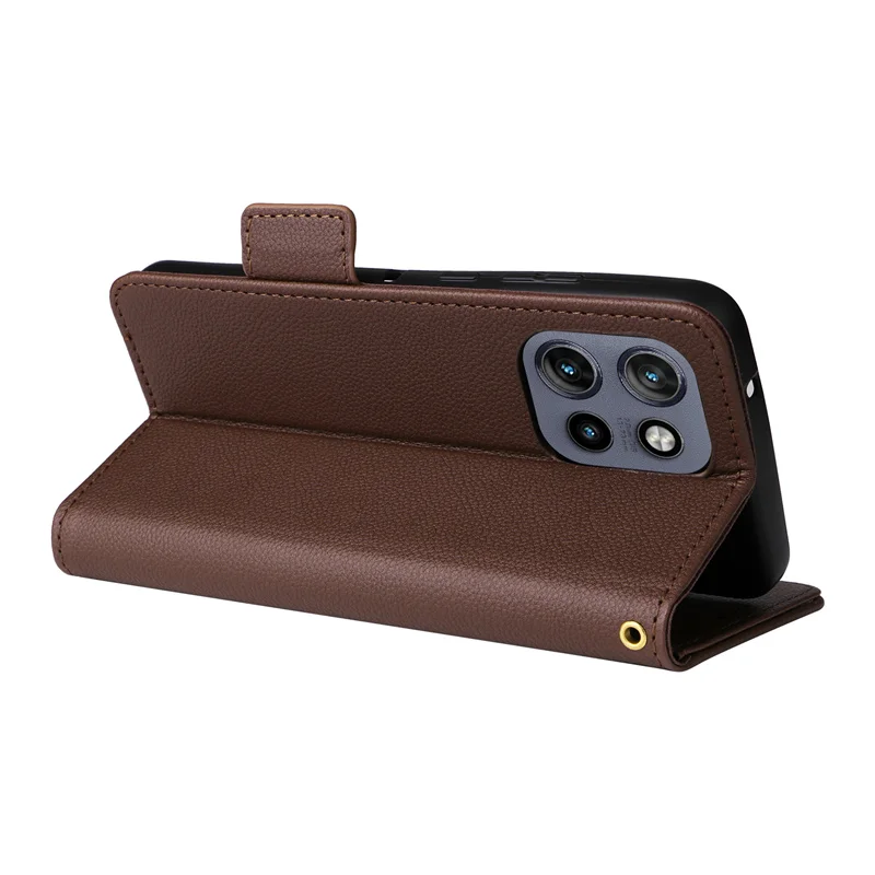For Motorola Thinkphone 25 Side buckle lychee pattern leather cover wallet case purse for Moto Edge 50 Neo Magnetic Phone Cover image 5