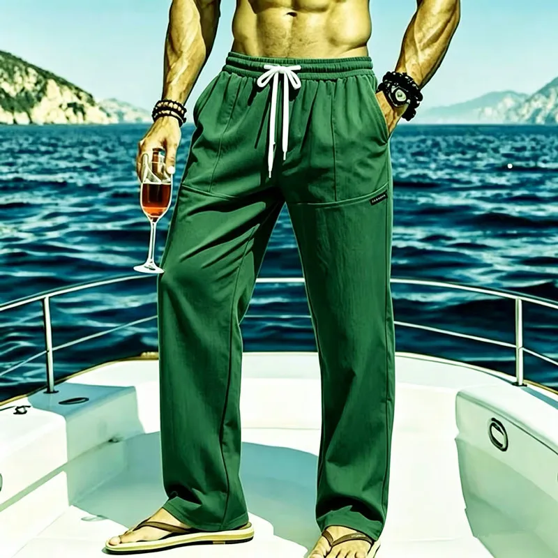 European hot selling new summer beach men's comfortable casual pants, loose and versatile loose pants