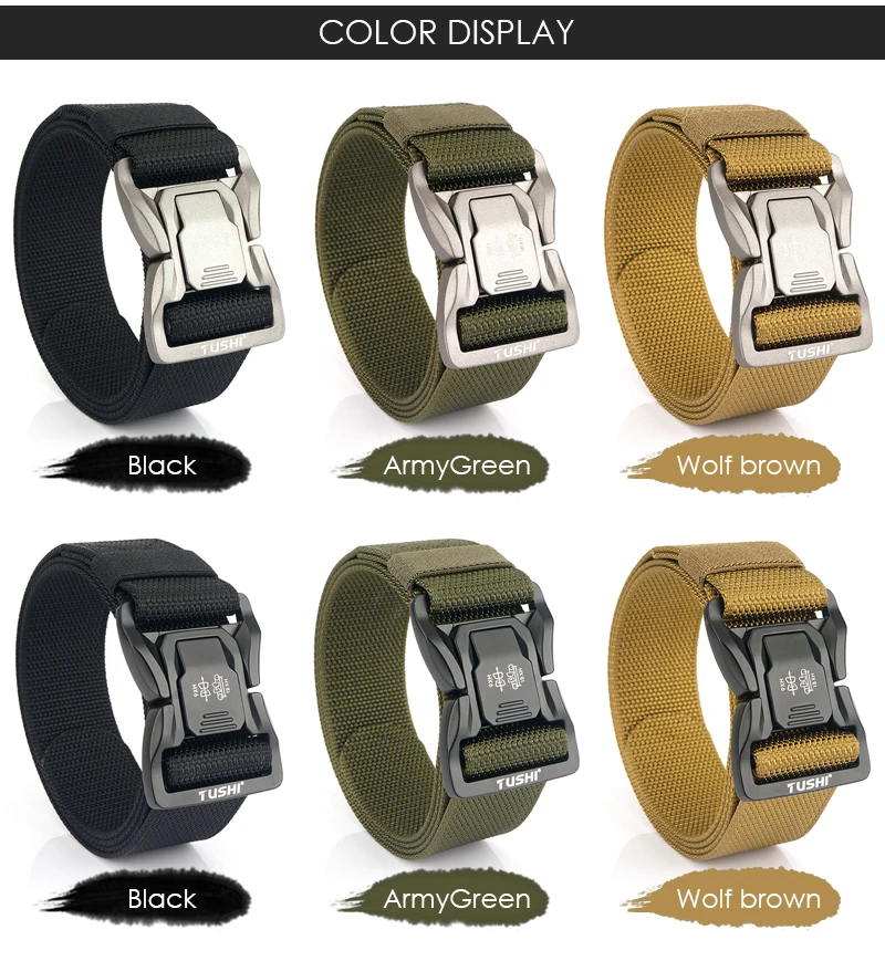 VATLTY neue 4,3 cm taktische Outdoor-Gürtel enge Nylon Aluminium Schnalle Schnell verschluss Herren Militär gürtel lässig breiten Bund männlich – Detail 5