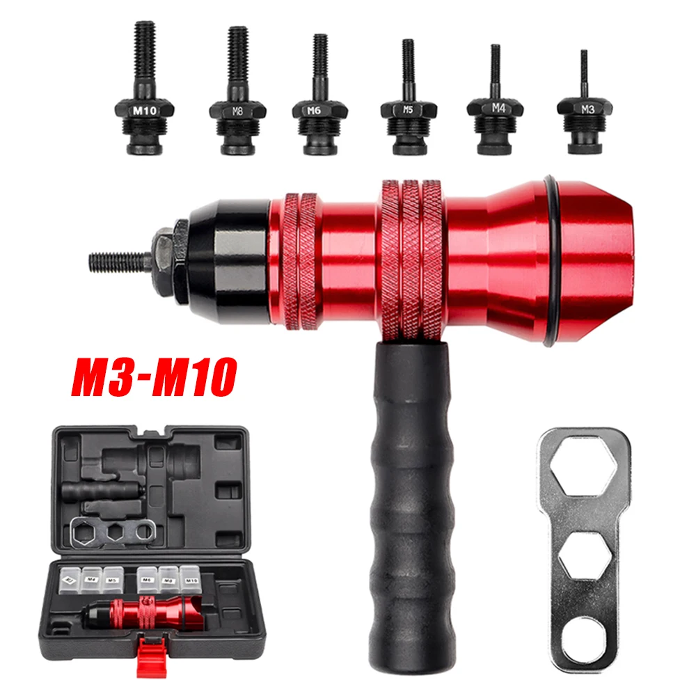 Home M3,M4,M5,M6,M8,M10 Electric Rivet Nut Gun Adapter, Insert Nut Riveting Tools, SET-B Has 150 Pieces Of Rivet Nuts, Tool Box