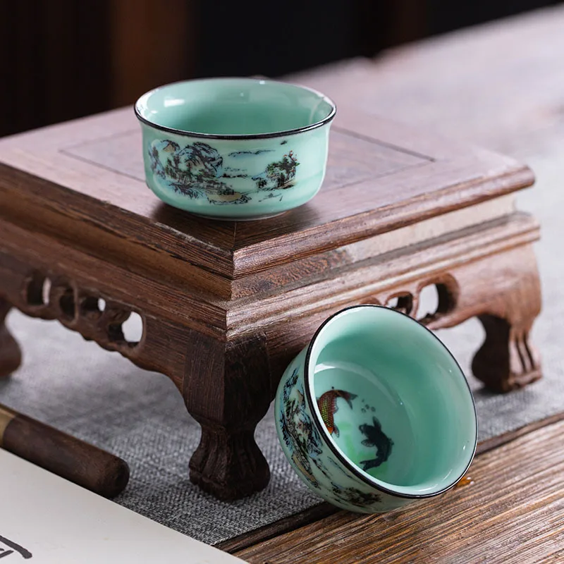 

Ceramic tea set Celadon Kung Fu tea set Sancai cover bowl teapot tea bowl household