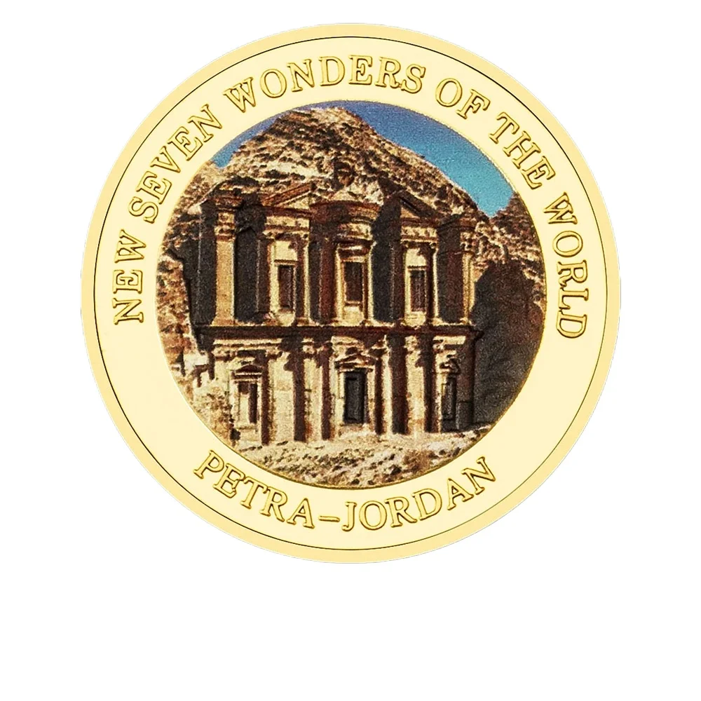 World Great Building Jordan Petra Ancient City Golden Plated Souvenir Coins New Seven Wonders of The World Collection Coin